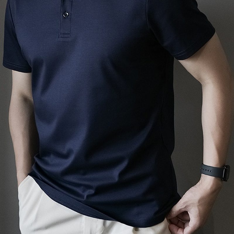 190G双面丝光Polo衫 长绒棉翻领 细节图1