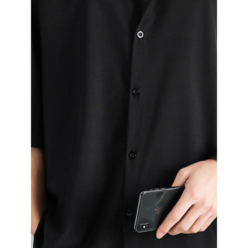 冰丝薄款衬衫 宽松休闲短袖 细节图2